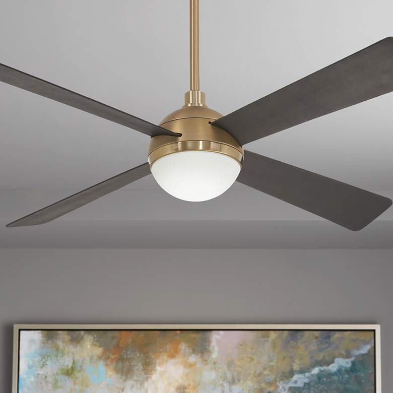 Image 1 54 inch Minka Aire Orb Brushed Brass LED Ceiling Fan with Remote Control