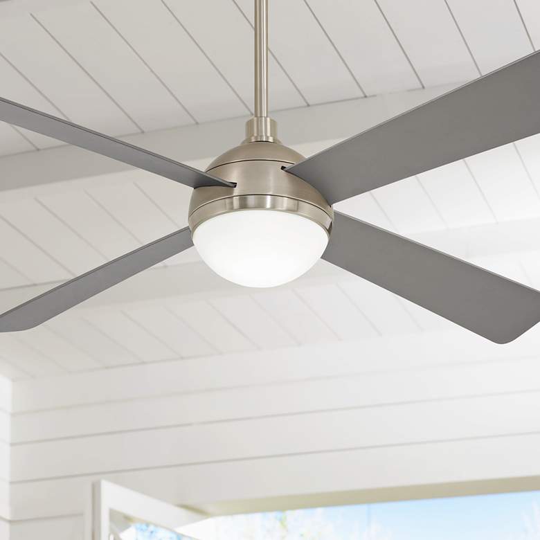 Image 1 54 inch Minka Aire Orb Brushed Steel LED Ceiling Fan with Remote
