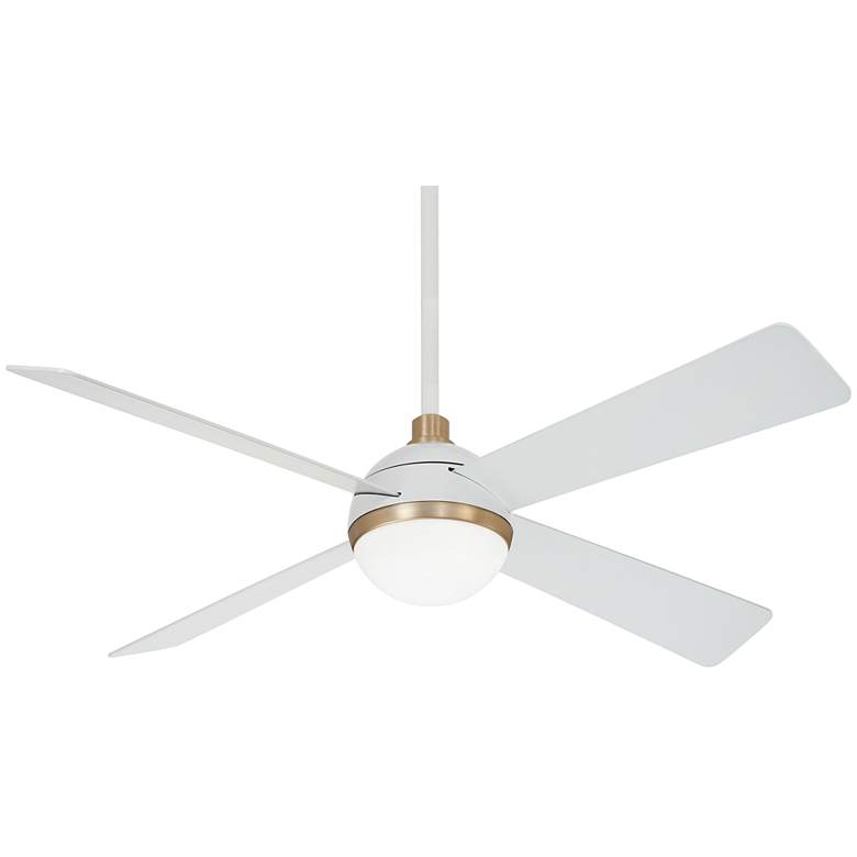 54&quot; Minka Aire Orb White and Brass LED Ceiling Fan with Remote Control