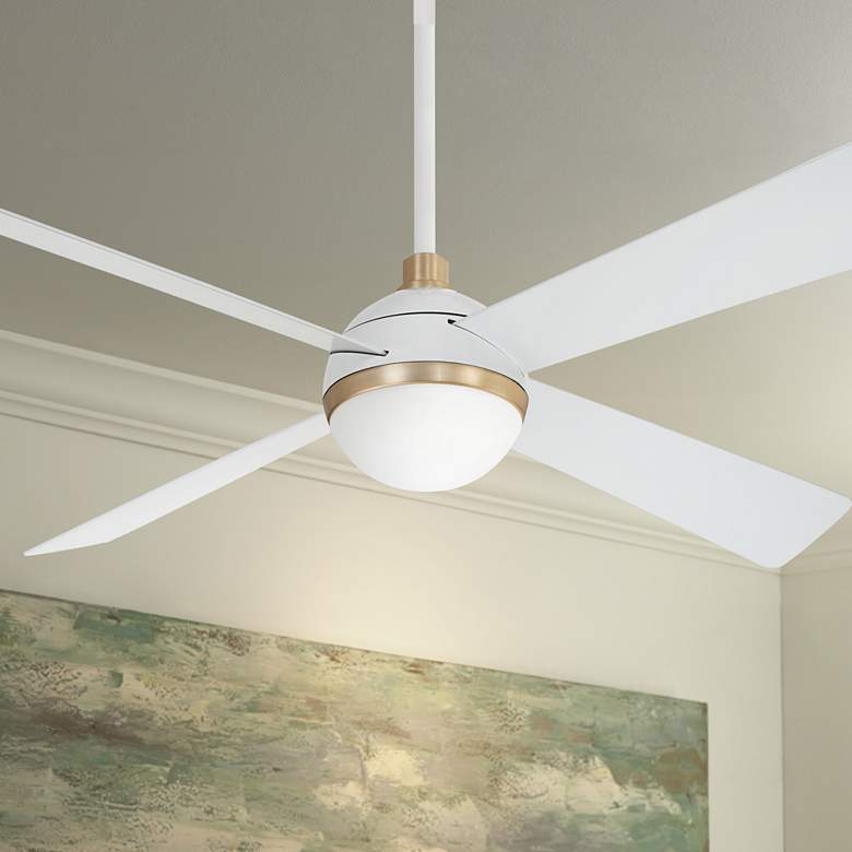 Image 1 54 inch Minka Aire Orb White and Brass LED Ceiling Fan with Remote Control