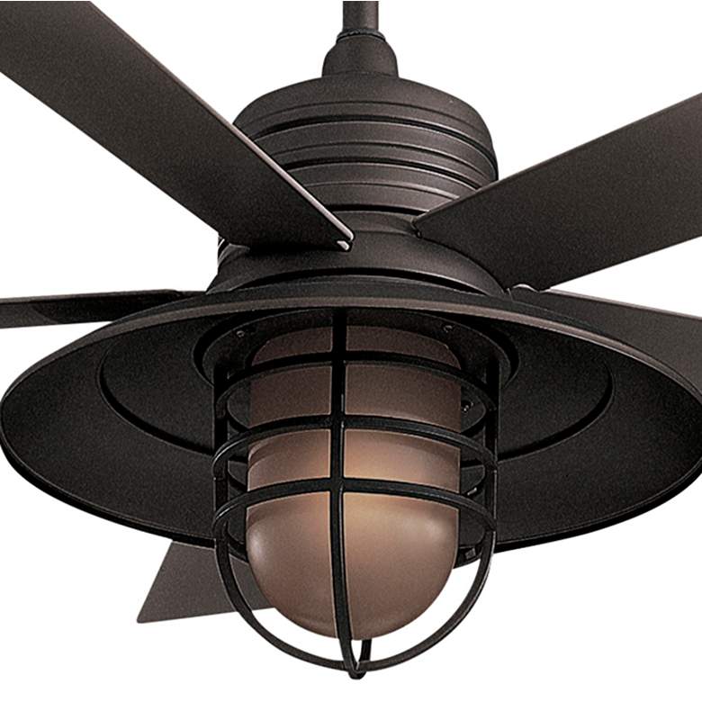 Image 3 54 inch Minka Aire Rainman Bronze Cage Wet Rated LED Fan with Wall Control more views