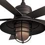54" Minka Aire Rainman Bronze Cage Wet Rated LED Fan with Wall Control