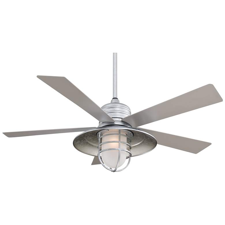 Image 2 54 inch Minka Aire Rainman Galvanized Wet Rated LED Fan with Wall Control