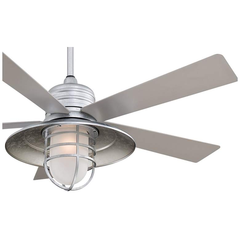 Image 4 54 inch Minka Aire Rainman Galvanized Wet Rated LED Fan with Wall Control more views