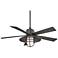 54" Minka Aire Rainman Iron Cage Light Wet Rated Fan with Wall Control