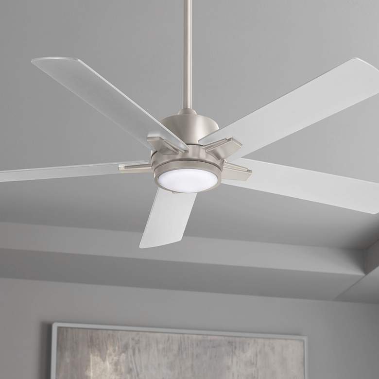 54&quot; Minka Aire Stout Brushed Nickel LED Ceiling Fan with Remote
