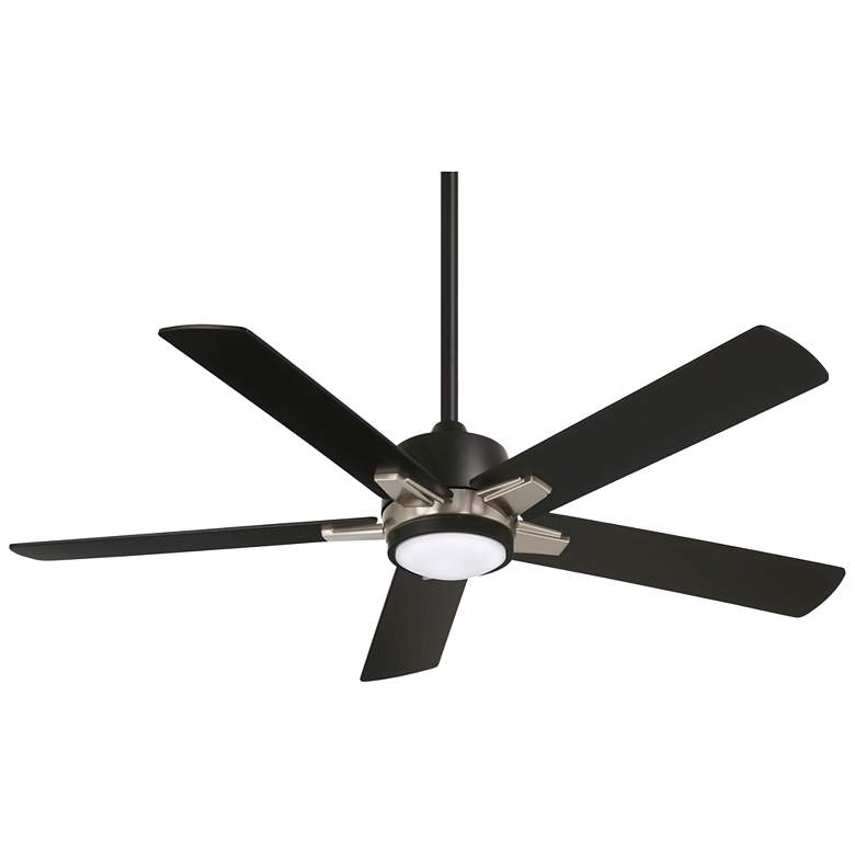 Image 1 54" Minka Aire Stout Coal Brushed Nickel LED Ceiling Fan with Remote