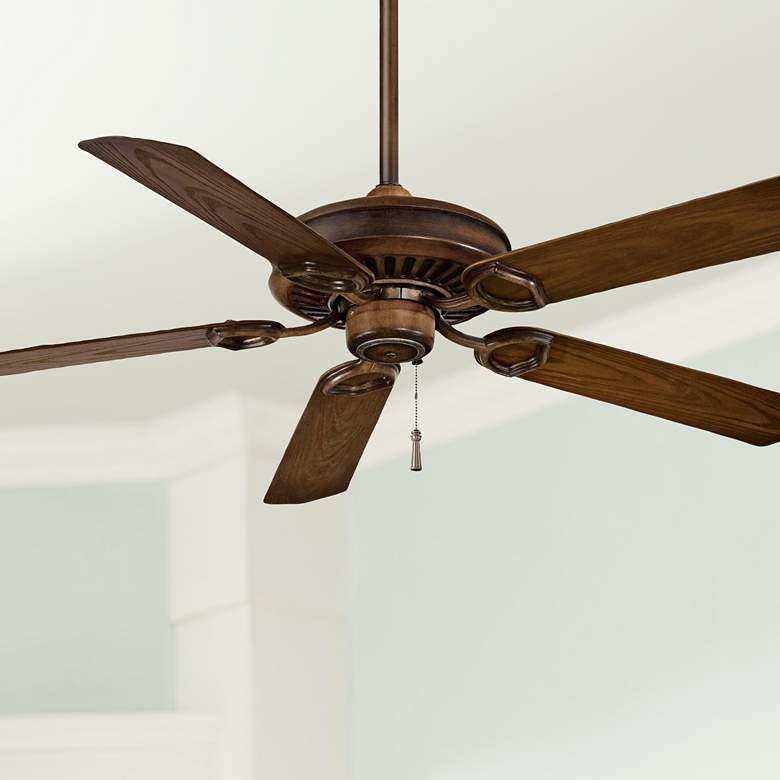 Image 1 54 inch Minka Aire Walnut Sundowner Outdoor Ceiling Fan with Pull Chain