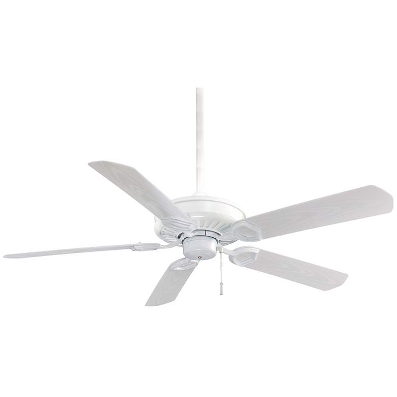 Image 2 54 inch Minka Aire White Sundowner Wet Rated Ceiling Fan with Pull Chain