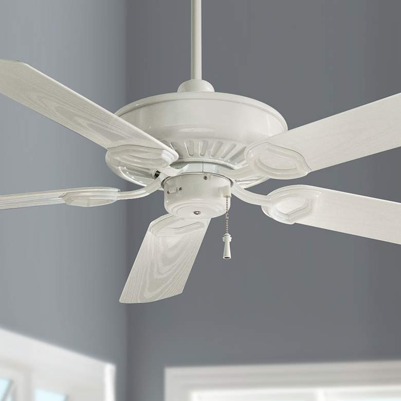 Image 1 54 inch Minka Aire White Sundowner Wet Rated Ceiling Fan with Pull Chain