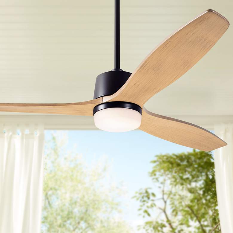 Image 1 54" Modern Fan Arbor Bronze - Maple Damp Rated LED Fan with Remote