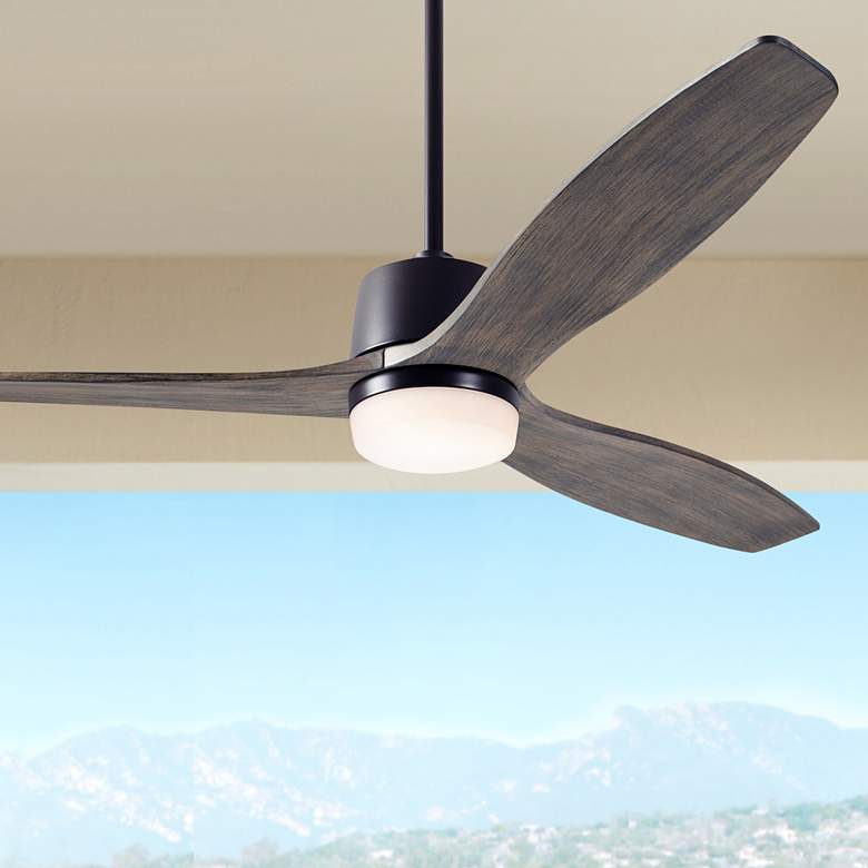 Image 1 54" Modern Fan Arbor DC Bronze Graywash Damp LED Fan with Remote