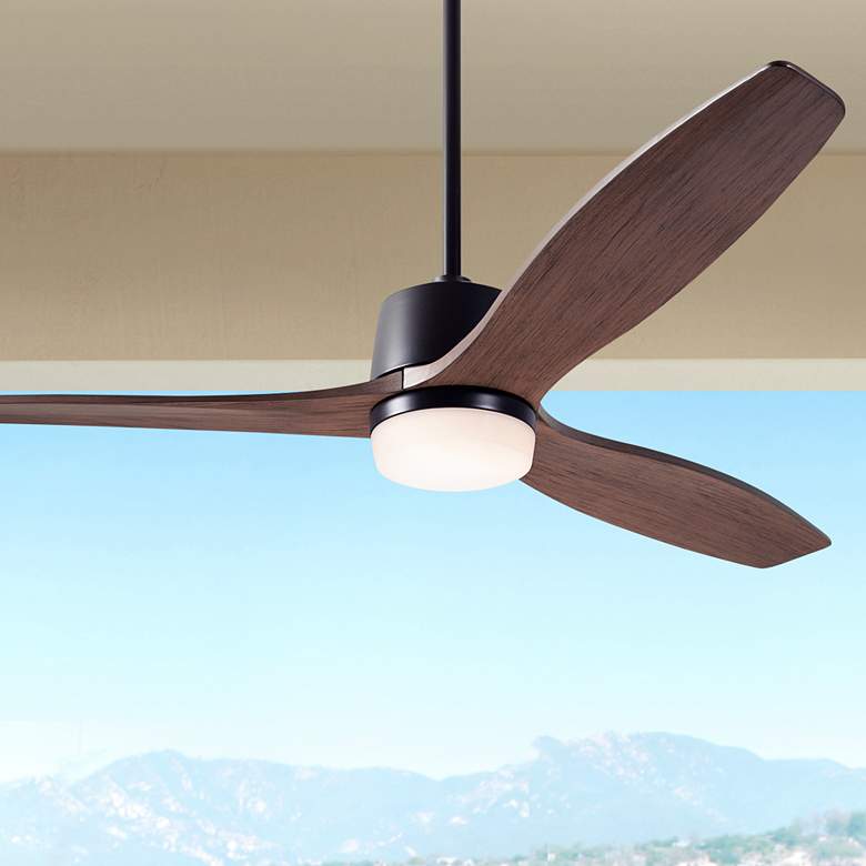 Image 1 54" Modern Fan Arbor DC Bronze Mahogany Damp LED Fan with Remote