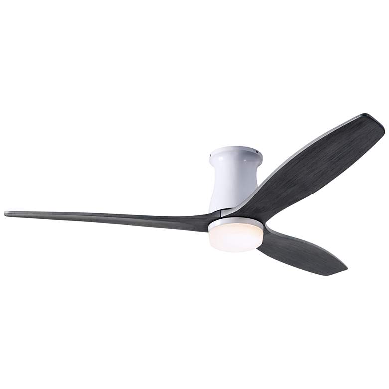 Image 1 54 inch Modern Fan Arbor DC Gloss White and Ebony LED Hugger Ceiling Fan