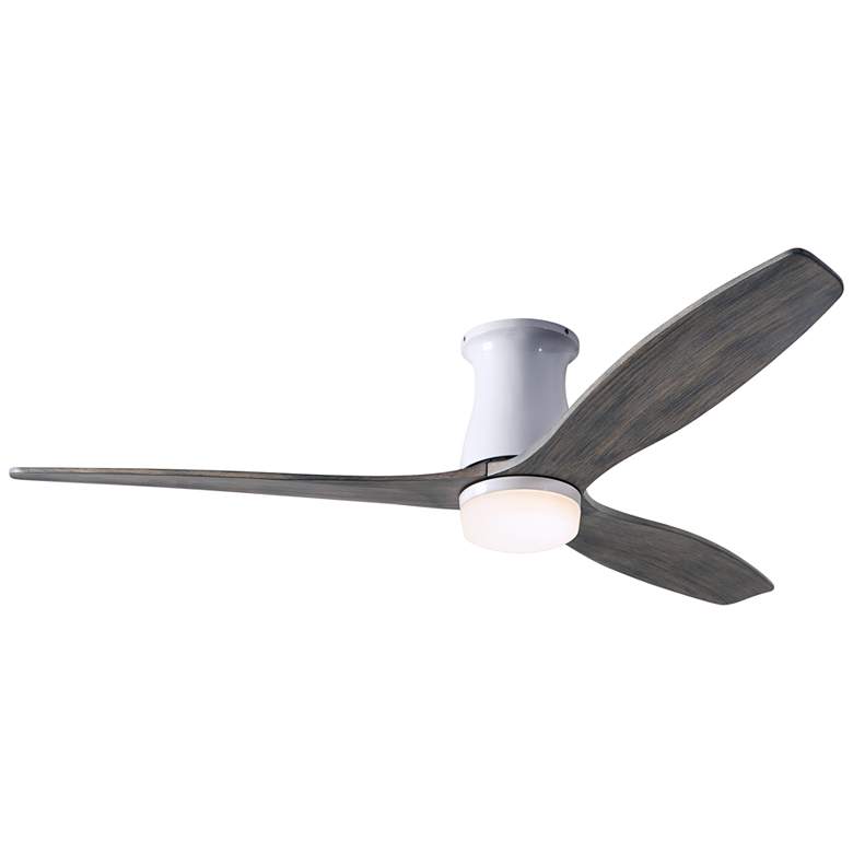 Image 1 54 inch Modern Fan Arbor DC Gloss White - Graywash LED Hugger Ceiling Fan