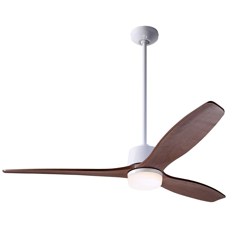 Image 2 54" Modern Fan Arbor DC Gloss White Mahogany Damp LED Fan with Remote