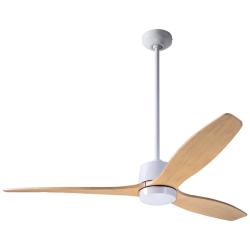 54&quot; Modern Fan Arbor DC Gloss White Maple Damp Rated Fan with Remote