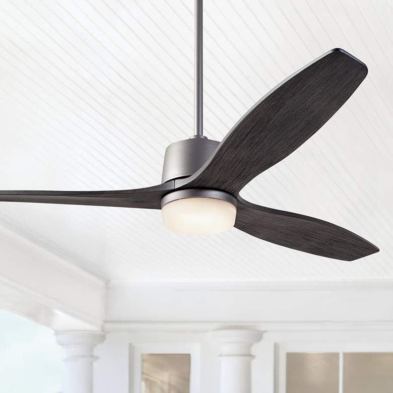 Image 1 54" Modern Fan Arbor DC Graphite Ebony Damp Rated LED Fan with Remote