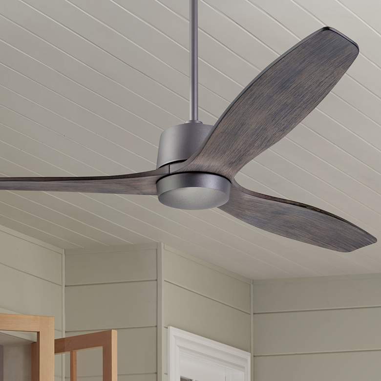 Image 1 54" Modern Fan Arbor DC Graphite Graywash Damp Ceiling Fan with Remote
