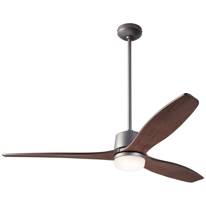54&quot; Modern Fan Arbor DC Graphite Mahogany Damp LED Fan with Remote