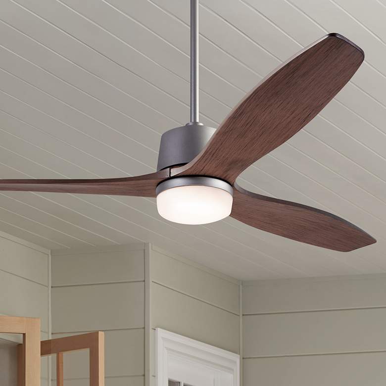 Image 1 54" Modern Fan Arbor DC Graphite Mahogany Damp LED Fan with Remote