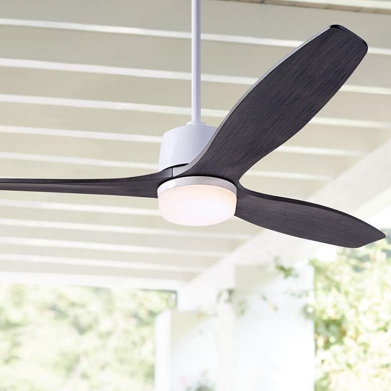 Image 1 54" Modern Fan Arbor DC White-Ebony Damp Rated LED Fan with Remote