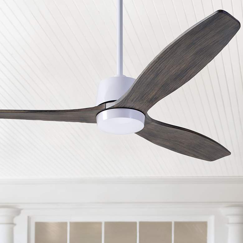 Image 1 54" Modern Fan Arbor DC White Graywash Damp Rated Fan with Remote