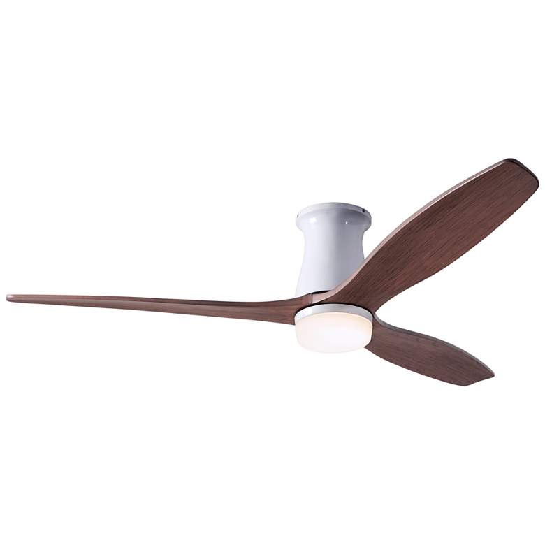 Image 1 54" Modern Fan Arbor DC White Mahogany Damp LED Hugger Fan with Remote