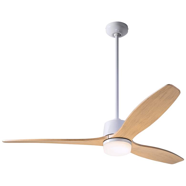 Image 2 54" Modern Fan Arbor DC White Maple Damp LED Ceiling Fan with Remote