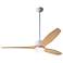 54" Modern Fan Arbor DC White Maple Damp LED Ceiling Fan with Remote