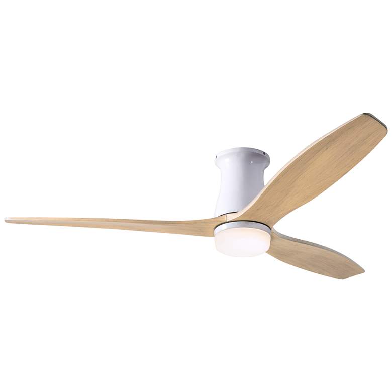 Image 1 54" Modern Fan Arbor DC White Maple LED Hugger Ceiling Fan with Remote