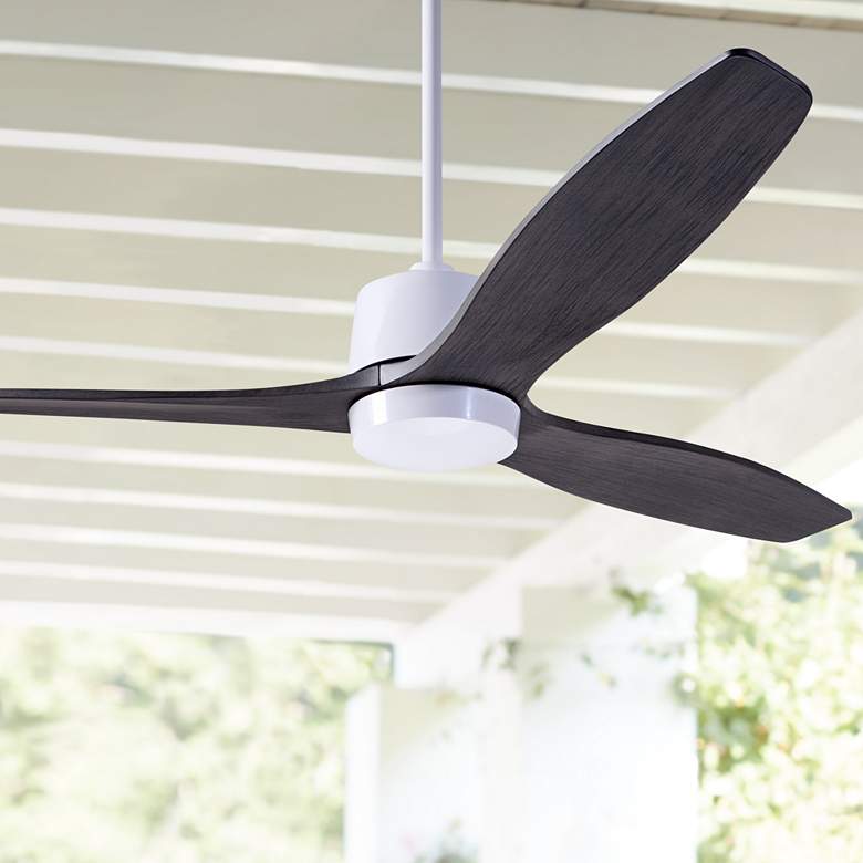 Image 1 54 inch Modern Fan Arbor Gloss White Ebony Damp Ceiling Fan with Remote