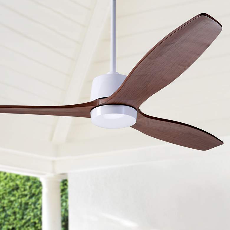 Image 1 54 inch Modern Fan Arbor Gloss White Mahogany Damp Rated Fan with Remote