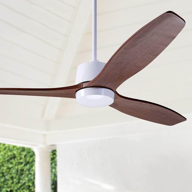 Image 1 54" Modern Fan Arbor Gloss White Mahogany Damp Rated Fan with Remote