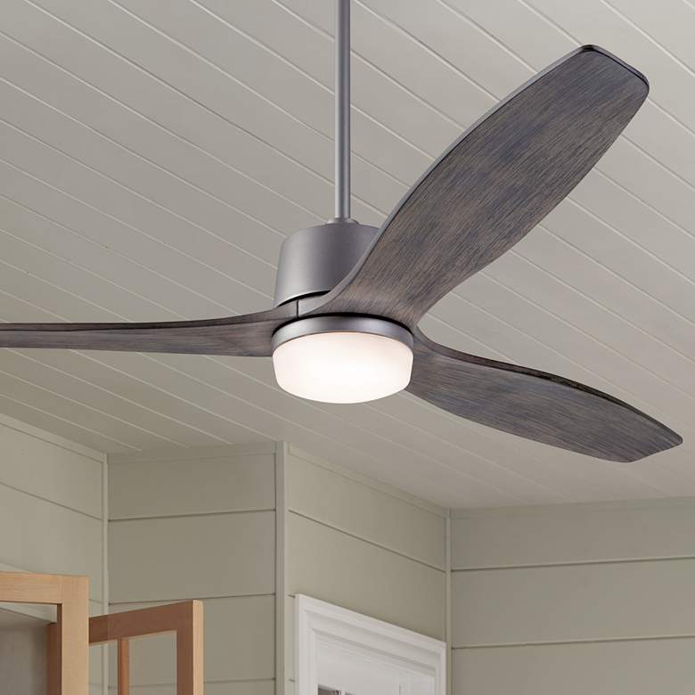 Image 1 54" Modern Fan Arbor Graphite Graywash Damp LED Fan with Remote