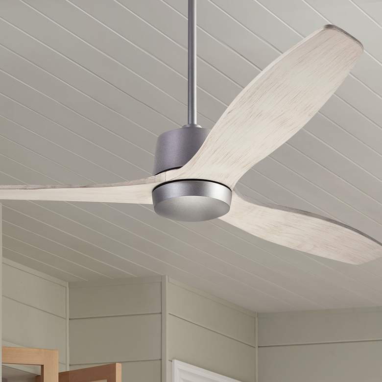 Image 1 54" Modern Fan Arbor Graphite Whitewash Damp Ceiling Fan with Remote