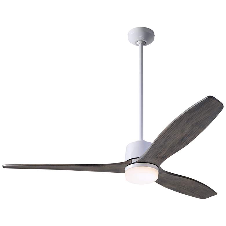Image 2 54" Modern Fan Arbor White and Graywash Damp Rated LED Fan with Remote