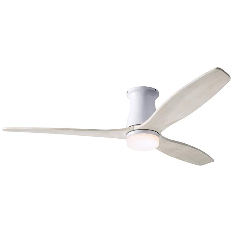 Image 1 54 inch Modern Fan Arbor White Damp Rated LED Hugger Fan with Remote