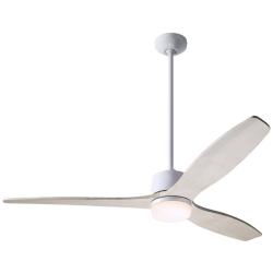 54&quot; Modern Fan Arbor White Whitewash Damp Rated LED Fan with Remote