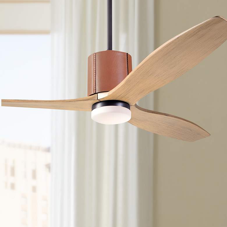 Image 1 54" Modern Fan LeatherLuxe DC Bronze and Maple LED Fan with Remote
