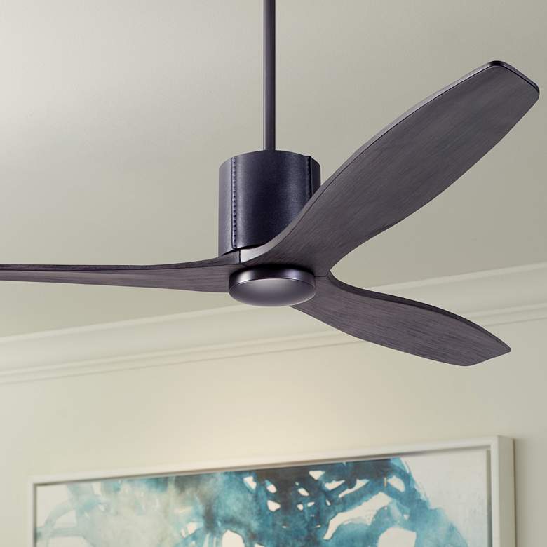 Image 1 54" Modern Fan LeatherLuxe DC Bronze Ebony Ceiling Fan with Remote