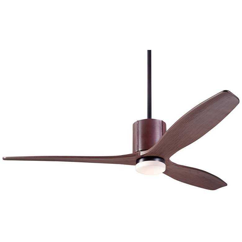 Image 2 54" Modern Fan LeatherLuxe DC Bronze Mahogany LED Fan with Remote