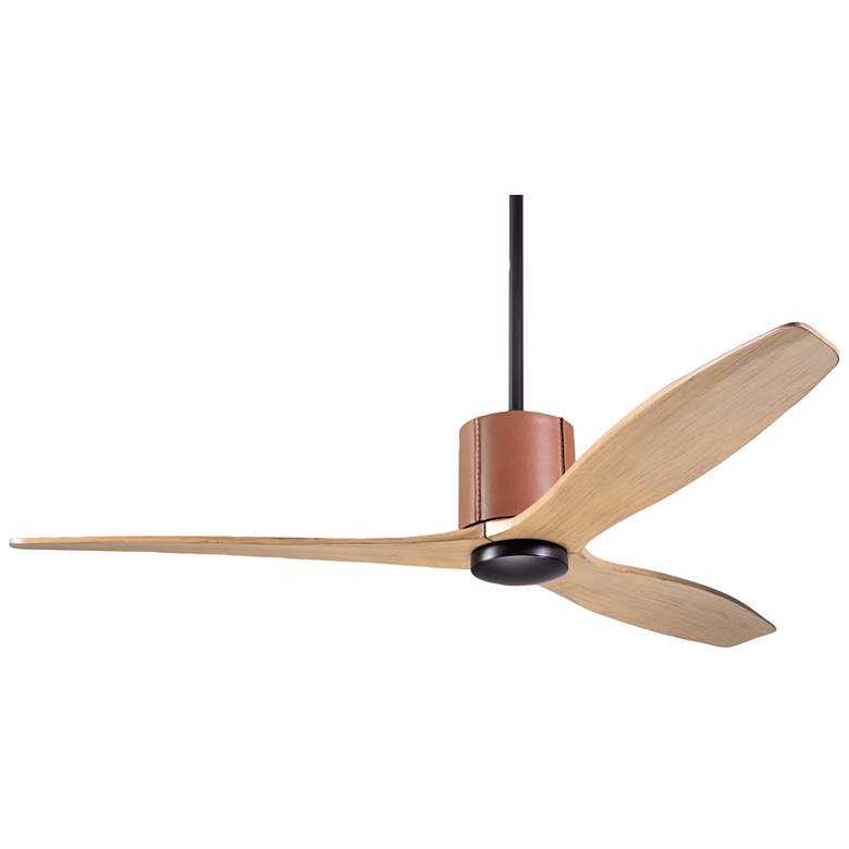 Image 2 54" Modern Fan LeatherLuxe DC Bronze Maple Ceiling Fan with Remote
