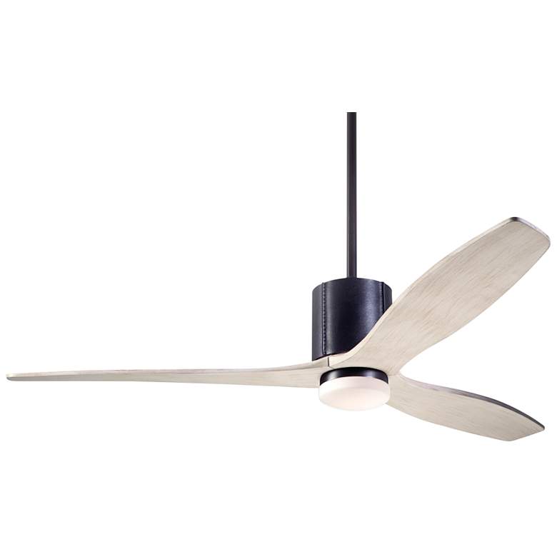 Image 2 54 inch Modern Fan LeatherLuxe DC Bronze Whitewash LED Fan with Remote