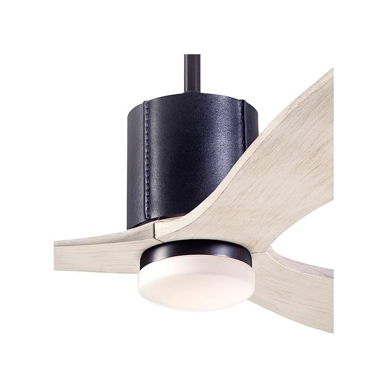 Image 3 54" Modern Fan LeatherLuxe DC Bronze Whitewash LED Fan with Remote more views
