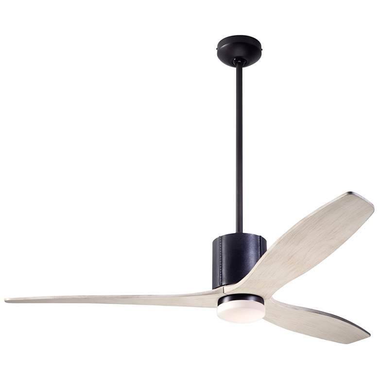 Image 5 54 inch Modern Fan LeatherLuxe DC Bronze Whitewash LED Fan with Remote more views