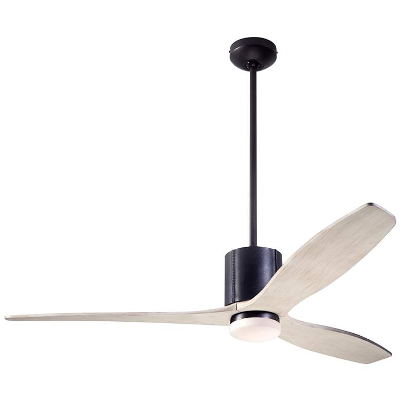 Image 5 54" Modern Fan LeatherLuxe DC Bronze Whitewash LED Fan with Remote more views