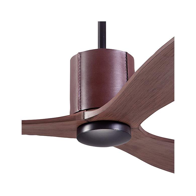 Image 3 54" Modern Fan LeatherLuxe DC Brown Leather Mahogany Fan with Remote more views