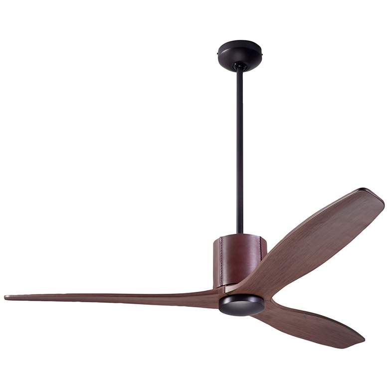 Image 5 54 inch Modern Fan LeatherLuxe DC Brown Leather Mahogany Fan with Remote more views