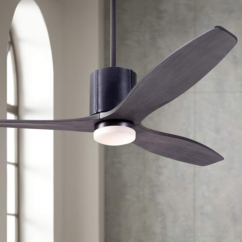 Image 1 54" Modern Fan LeatherLuxe DC Dark Bronze Ebony LED Fan with Remote